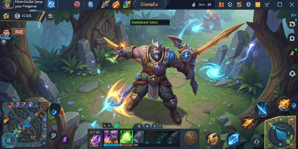 Tampilan gameplay seru dengan karakter MOBA beraksi.