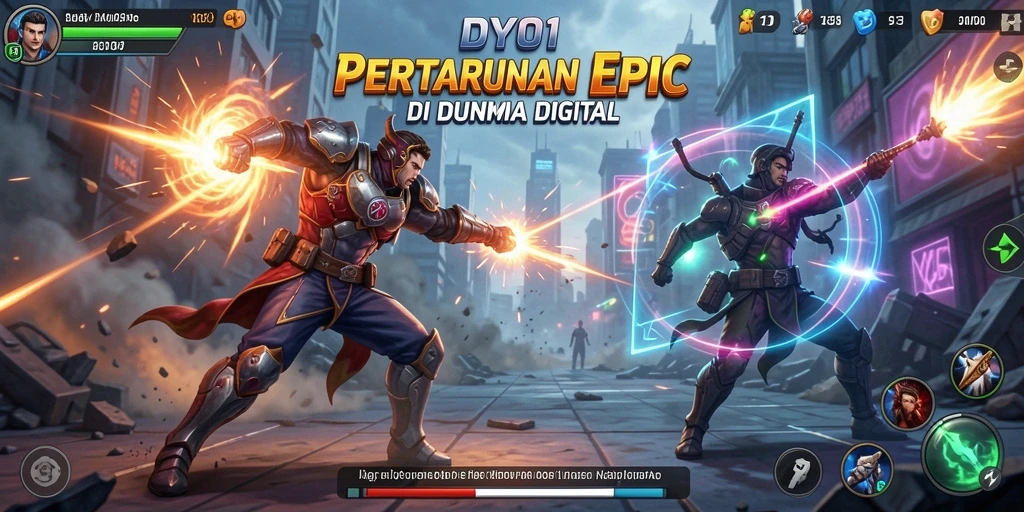 Tampilan gameplay DY01 yang penuh aksi dalam pertarungan.