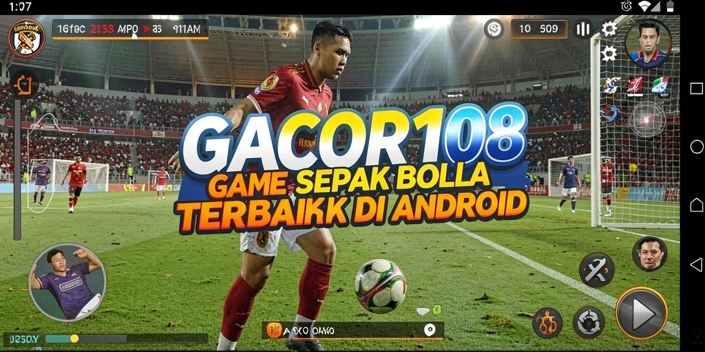 Screenshot GACOR108 menampilkan aksi intens dalam pertandingan sepak bola.