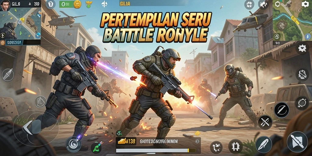 Screenshot GILA138 menampilkan aksi seru pertempuran Battle Royale.