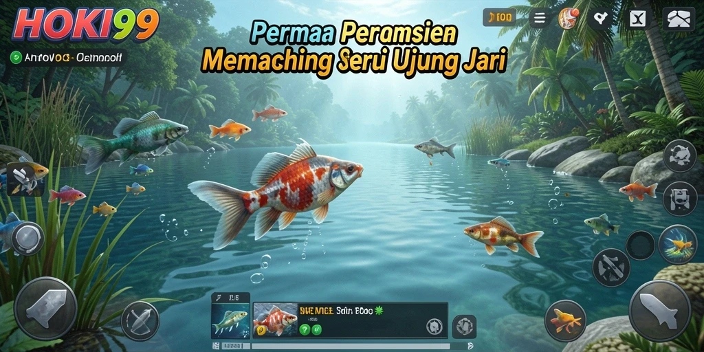 Tampilan gameplay HOKI99 dengan suasana memancing yang menawan.