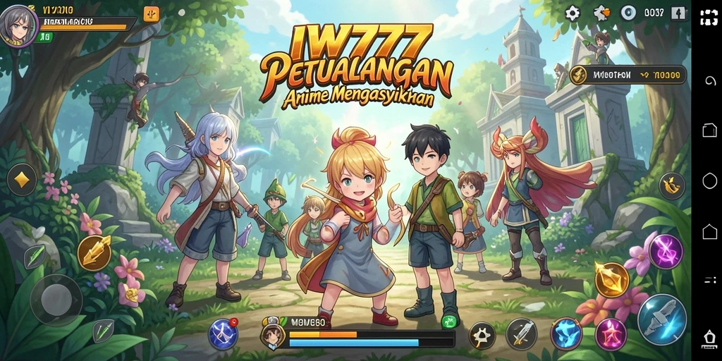 Tampilan gameplay IW777 yang penuh aksi dan karakter anime yang menarik.