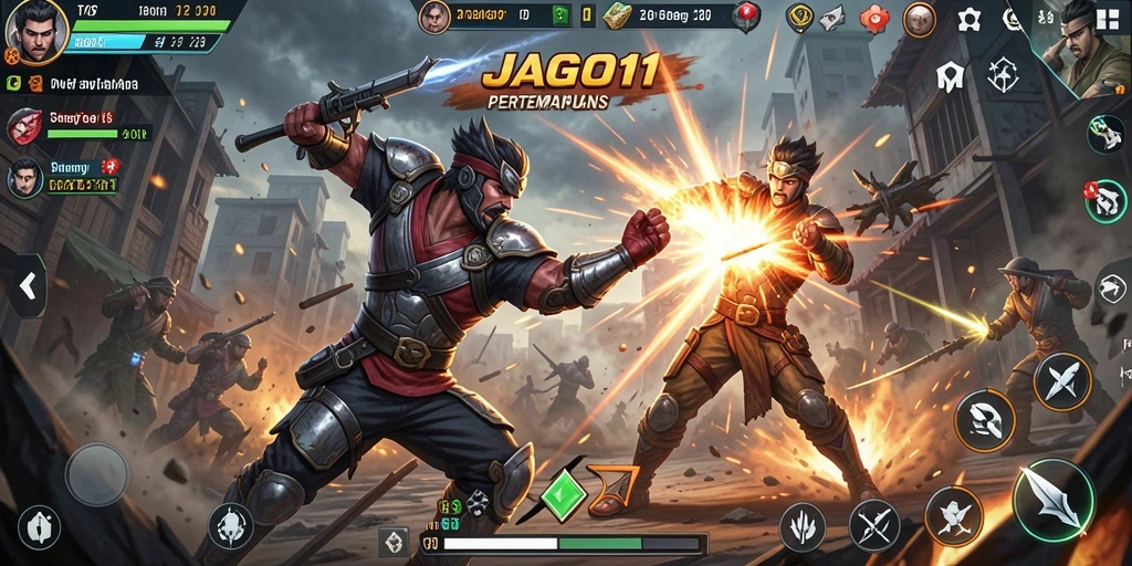 Tangkapan layar menunjukkan aksi pertempuran mendebarkan di JAGO11.