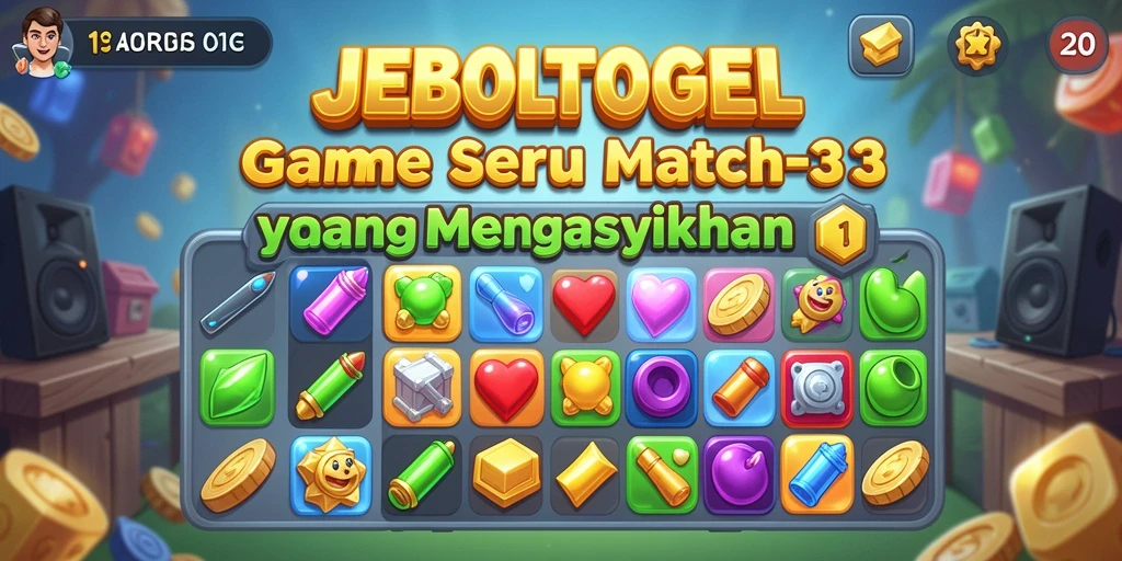 Screenshot utama JEBOLTOGEL memperlihatkan gameplay Match-3 yang menarik.
