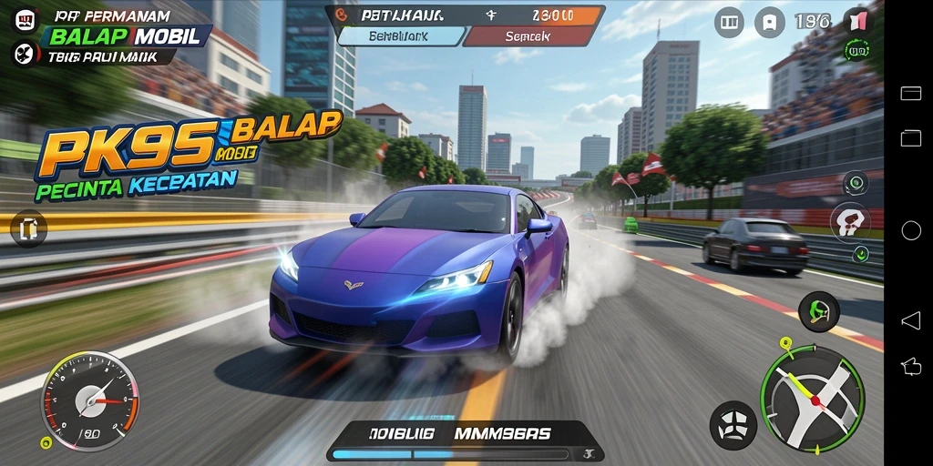 Gameplay PK95 yang mendebarkan dalam balapan mobil.