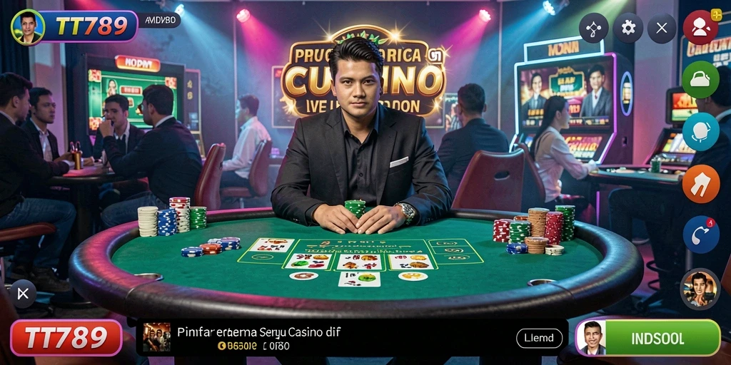 Screenshot gameplay Live Casino TT789 menampilkan dealer profesional dan permainan yang seru.